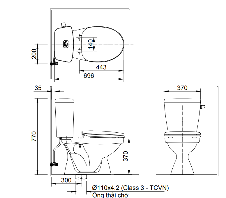 Bản vẽ bàn cầu 2 khối inax c 117va Bản vẽ bàn cầu 2 khối inax c 117va